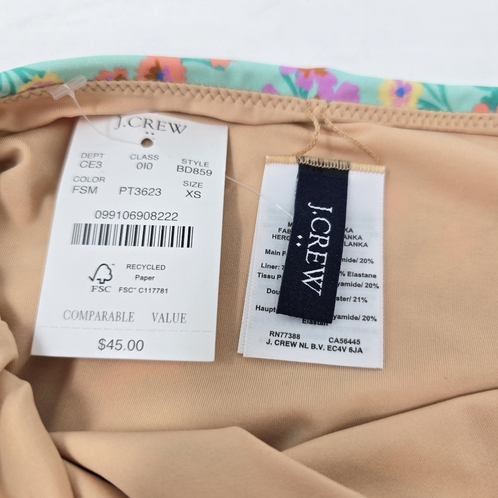 J.Crew Factory High Waist Bikini Bottom & French Ruffle Bikini Top XS/S NWT New - Picture 6 of 13